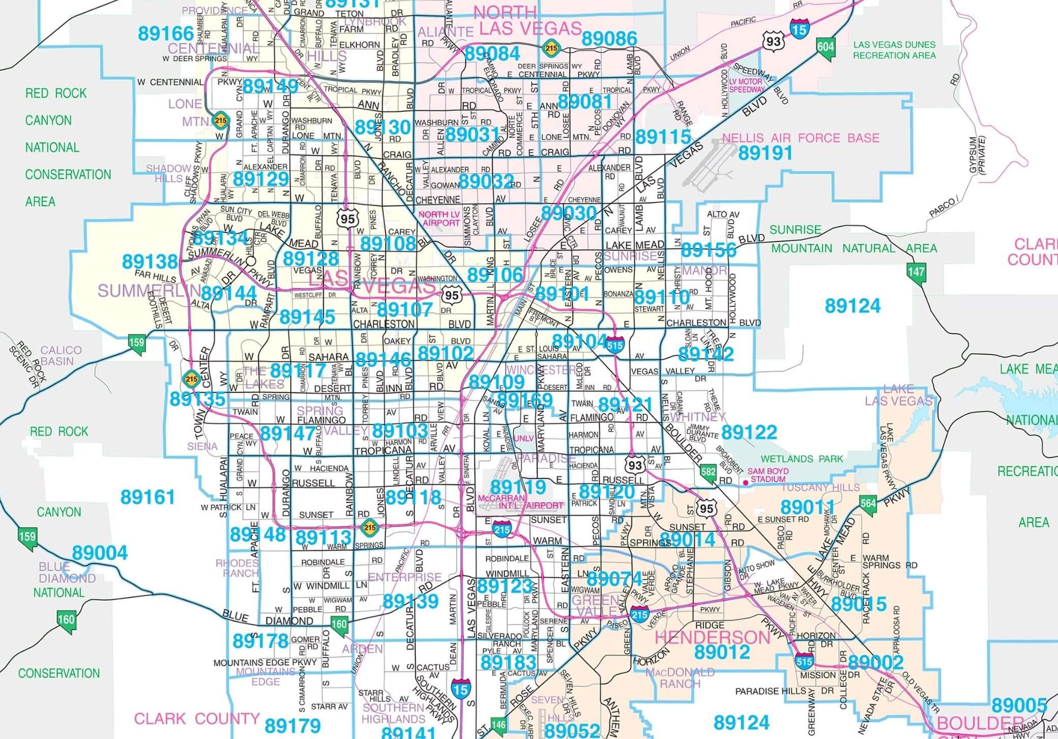 Printable Las Vegas Zip Code Map 9262